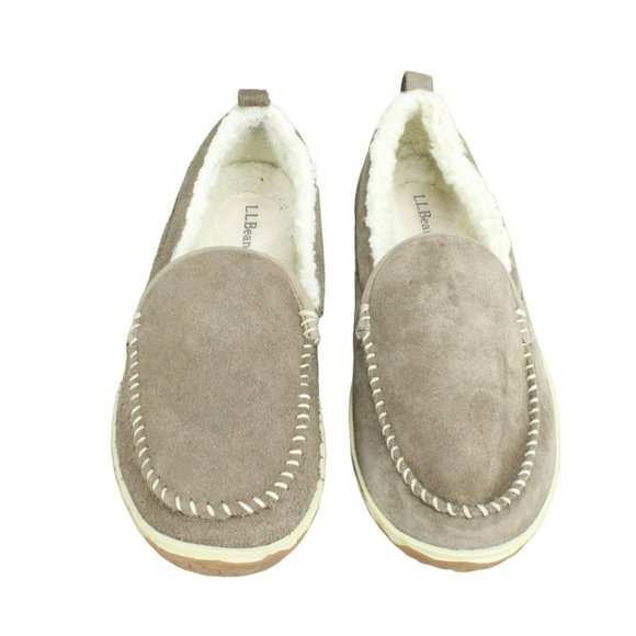 LL Bean Brown Suede Fleece Lined Mountain Moccasin Slippers Size 9 M - Picture 4 of 9